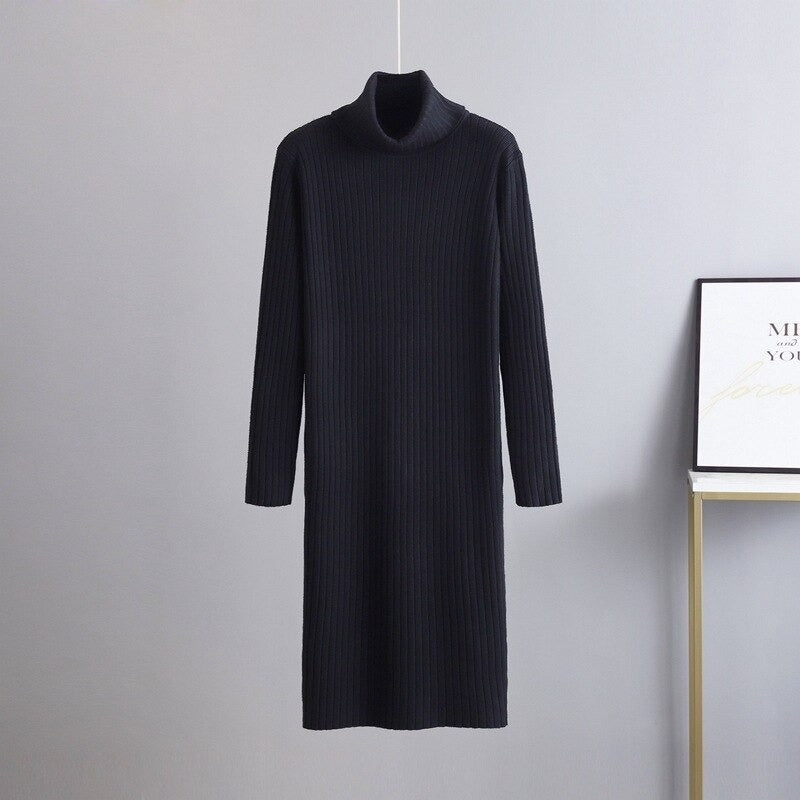 Warm Soft Thick Turtleneck Sweater Dress For Women-Soco Hoodie