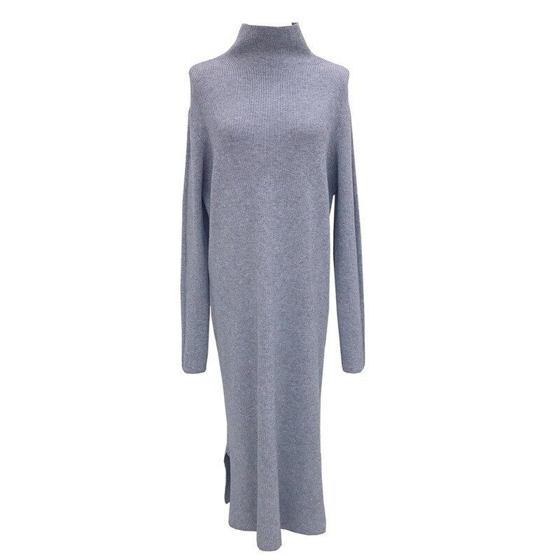 Simple Loose Lazy Turtleneck Sweater Dress-Soco Hoodie