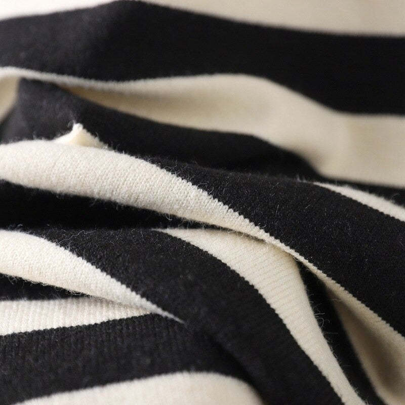 Casual Loose Stripe Knitted Warm Sweater Dress For Women-Soco Hoodie