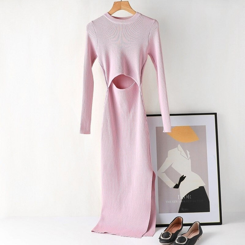 Elegant Hollow Out Knitted Dress For Women-Soco Hoodie