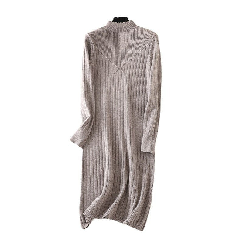 Slim Midi Mock Neck Sweater Dress For Women-Soco Hoodie