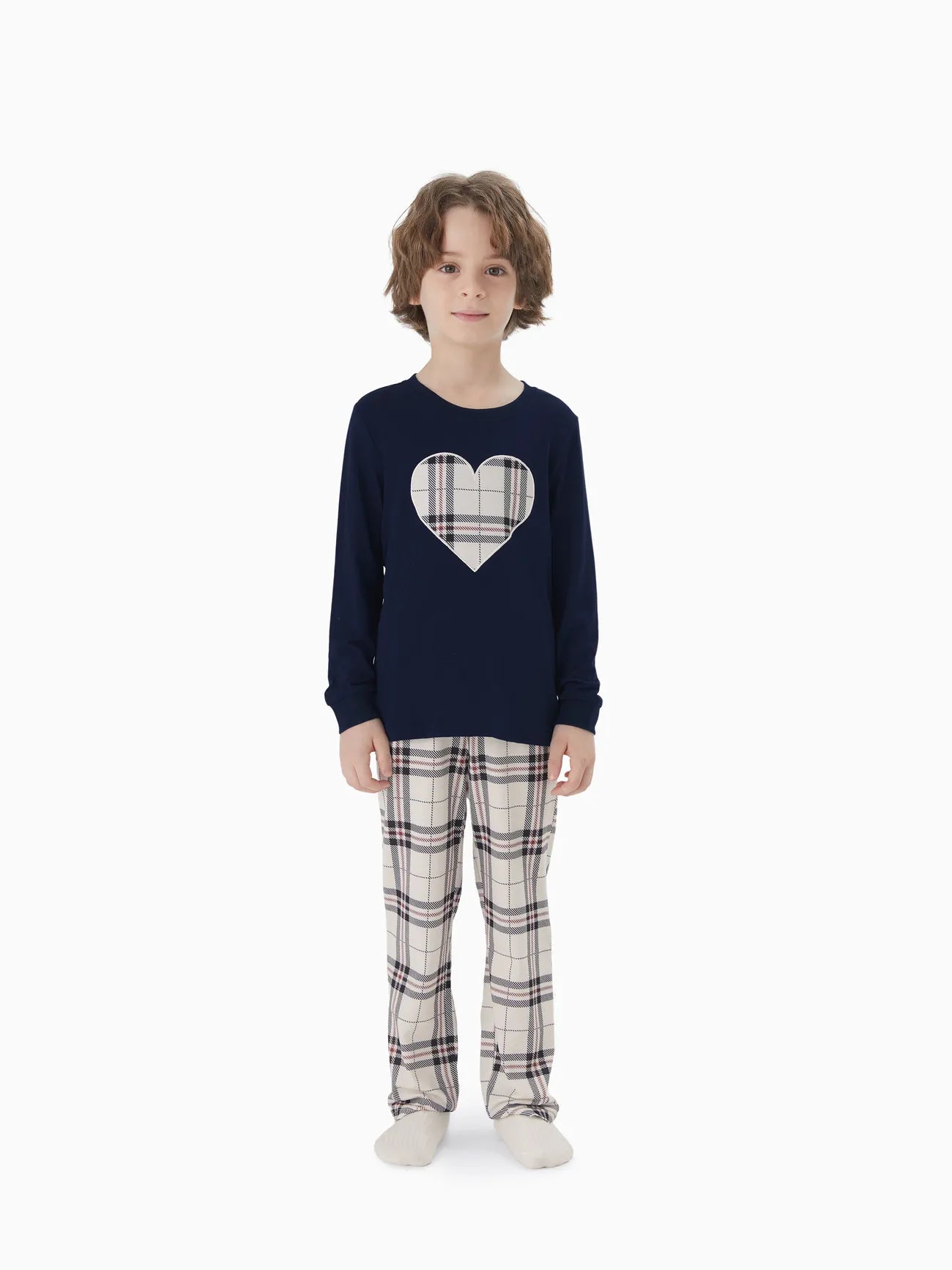 Family Matching Plaid Letter Print Pajamas Sets Kids