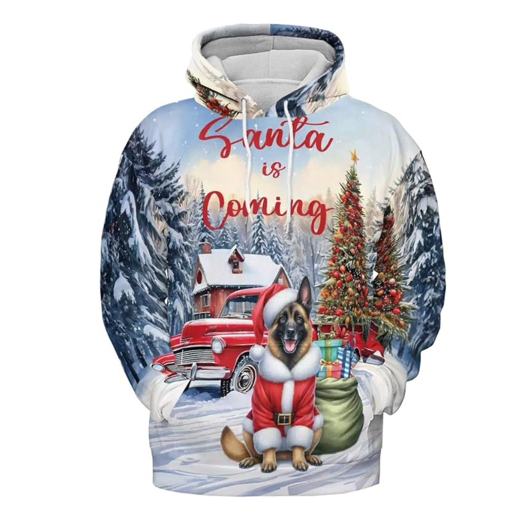 Christmas Santa Dog Truck Tree All Over Print 3D Zip Hoodie