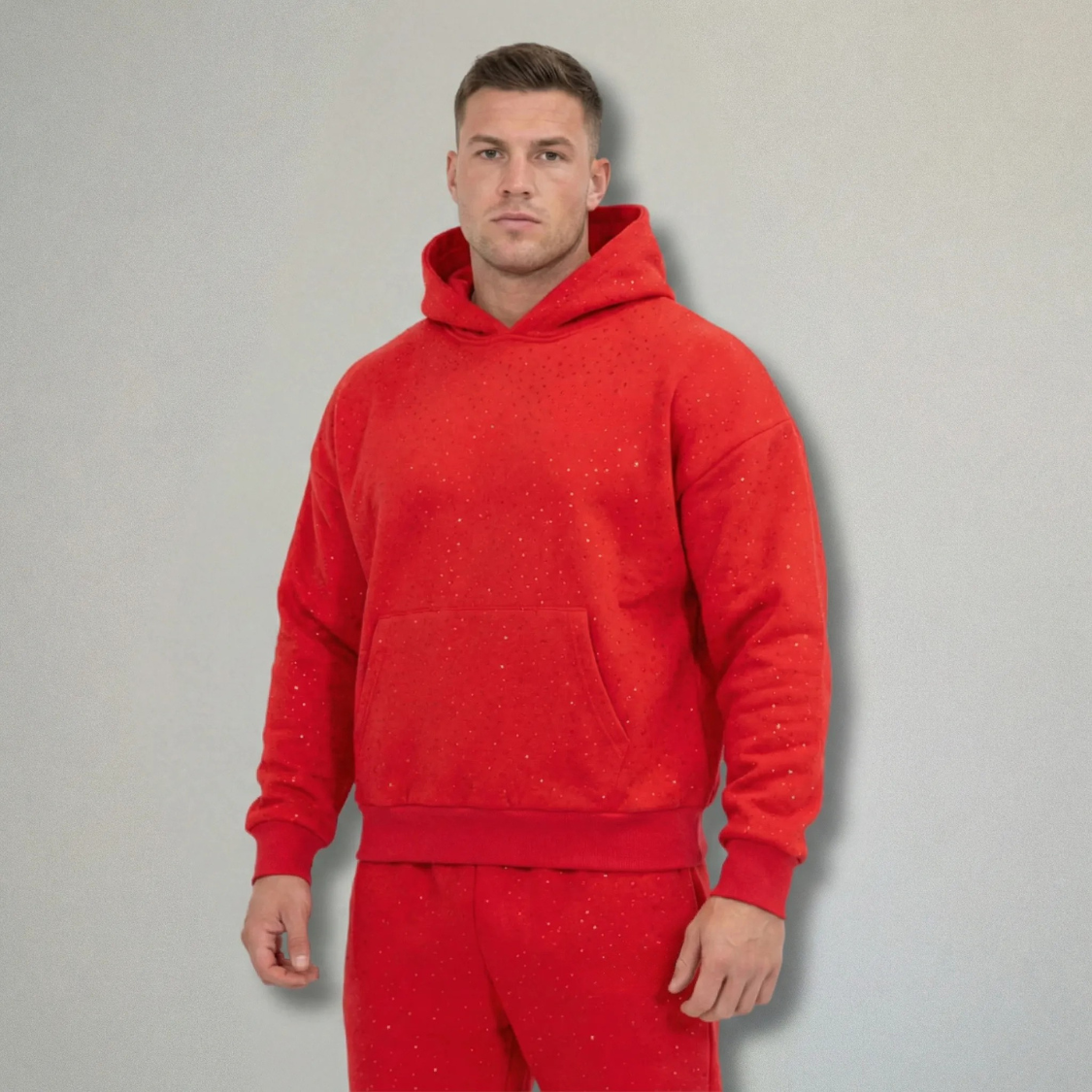 Rhinestone Detail Pullover Hoodie With Hood