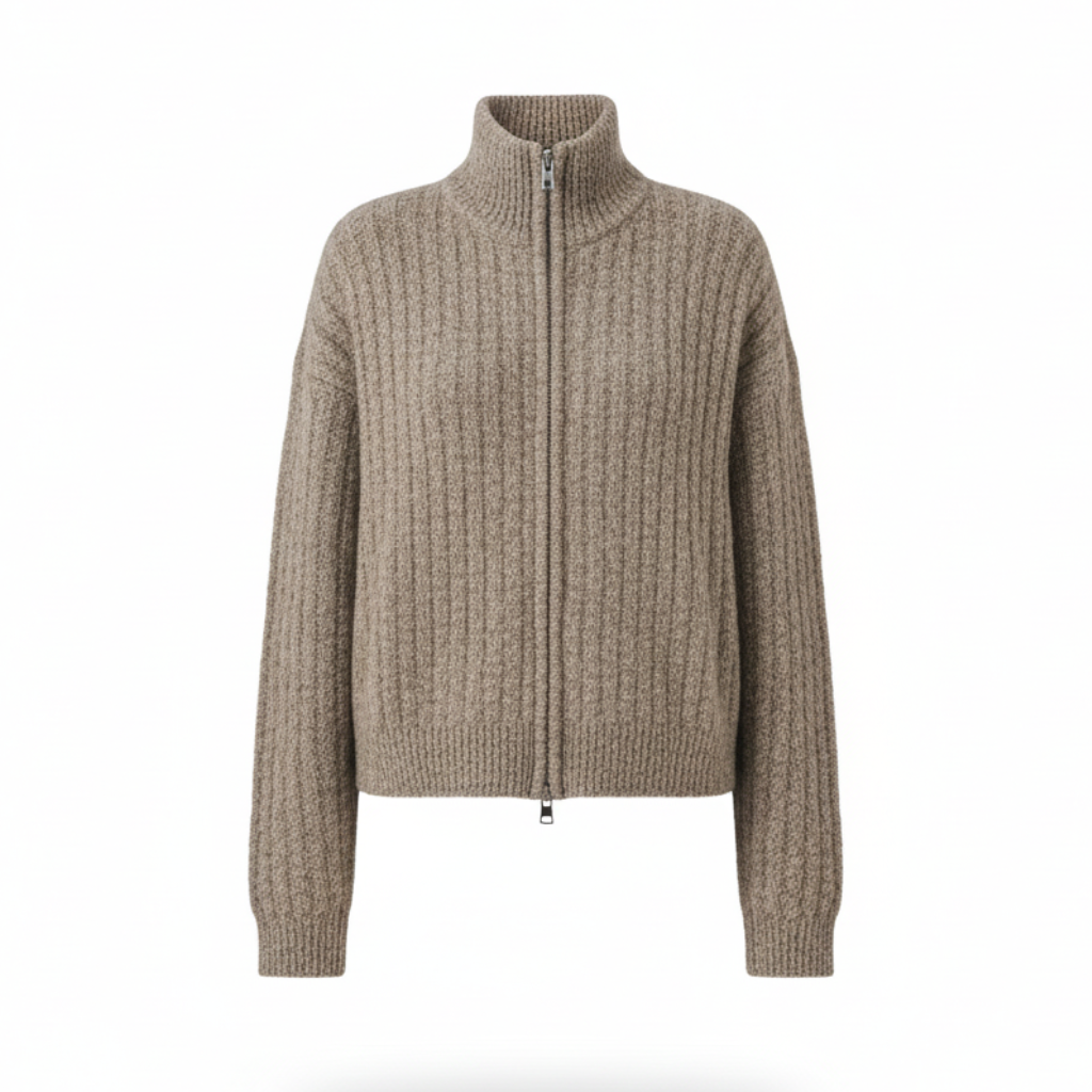 Cozy Ribbed Zip Up Knit Jacket