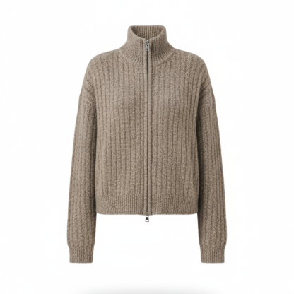 Cozy Ribbed Zip Up Knit Jacket