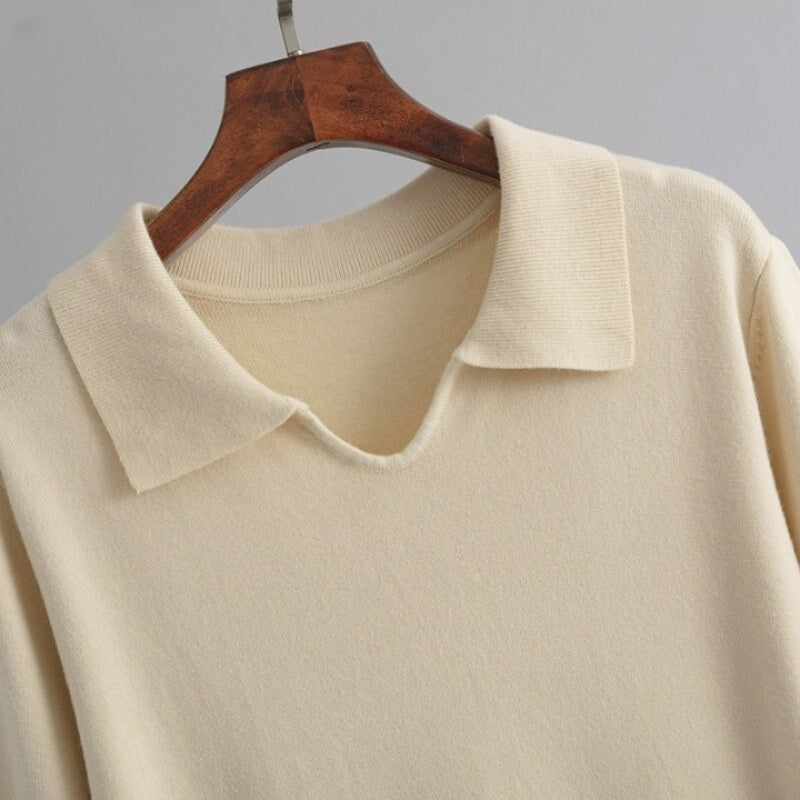 Polo Neck Loose Oversized Knitted Sweater Dress-Soco Hoodie