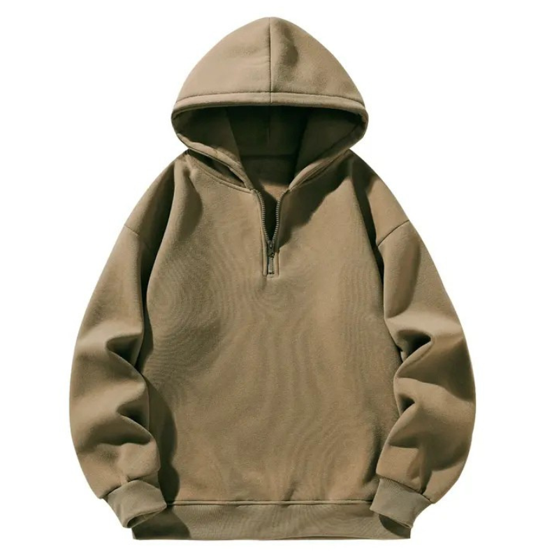 Men's Plain Half Zip Drop Shoulder Essentials Hoodie,