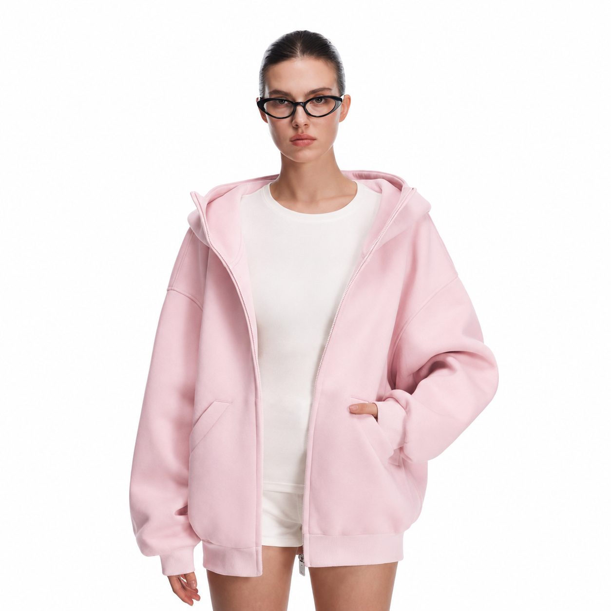 Oversized High Collar Zip Up Hoodie For Men And Women