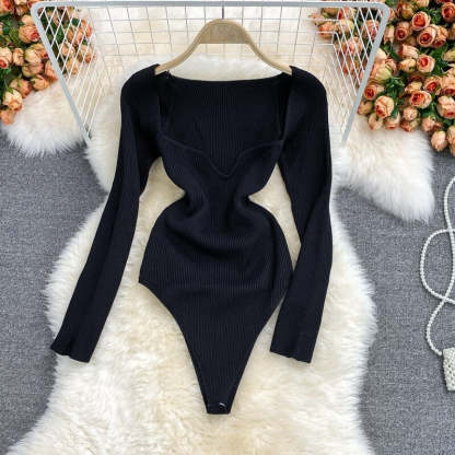Women's Slim Fit Short-Sleeved Knitted Jumpsuit-Soco Hoodie