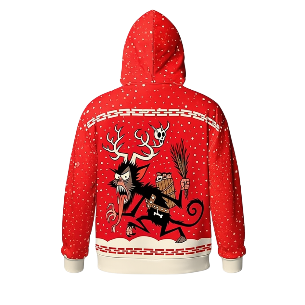 All Over Santa Costume Print Hoodie With Pocket