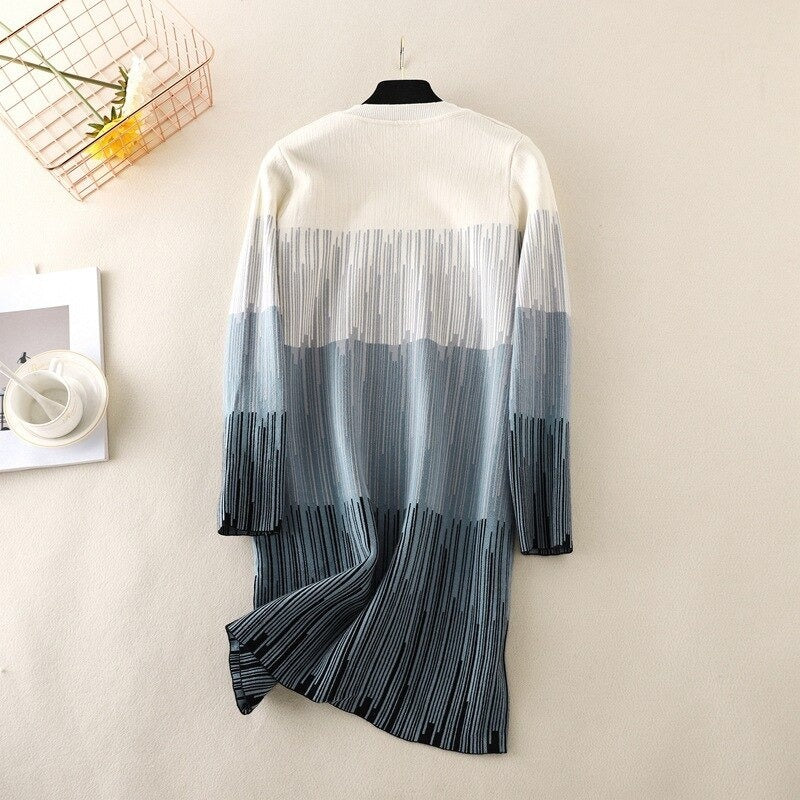 Vintage Knitted Striped Long Sweater Dress For Women-Soco Hoodie