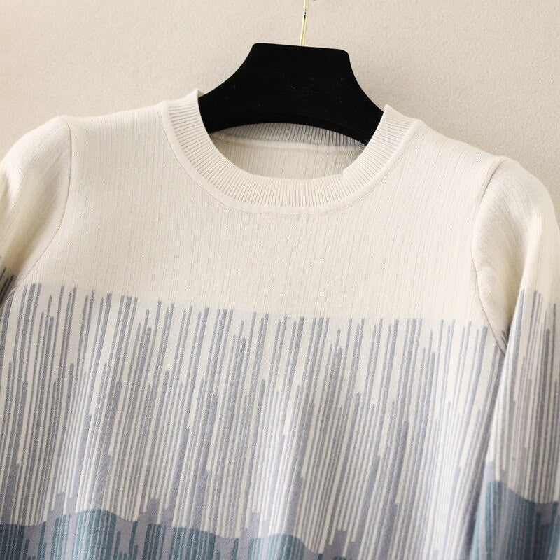 Vintage Knitted Striped Long Sweater Dress For Women-Soco Hoodie