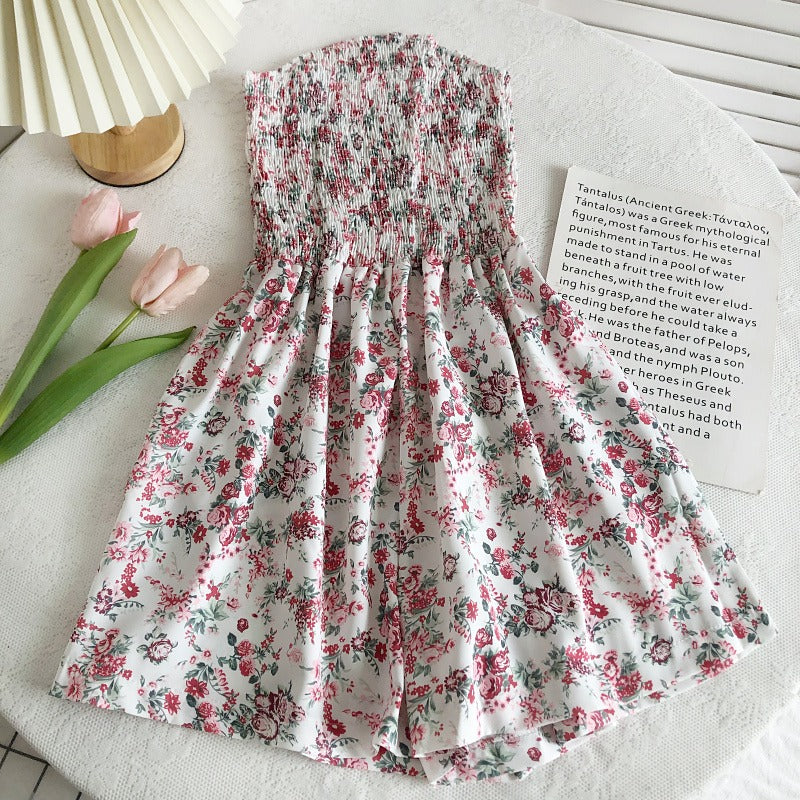 Floral Printed Short Romper Suit for Women-Soco Hoodie