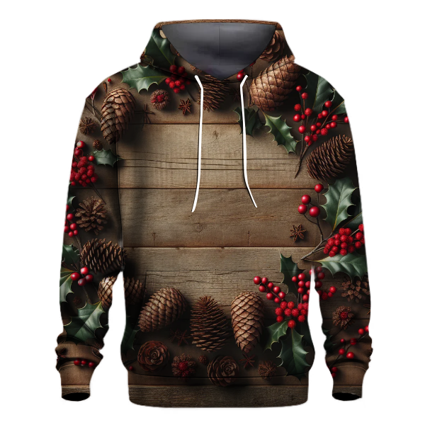 Festive Holly and Pinecone Hoodie