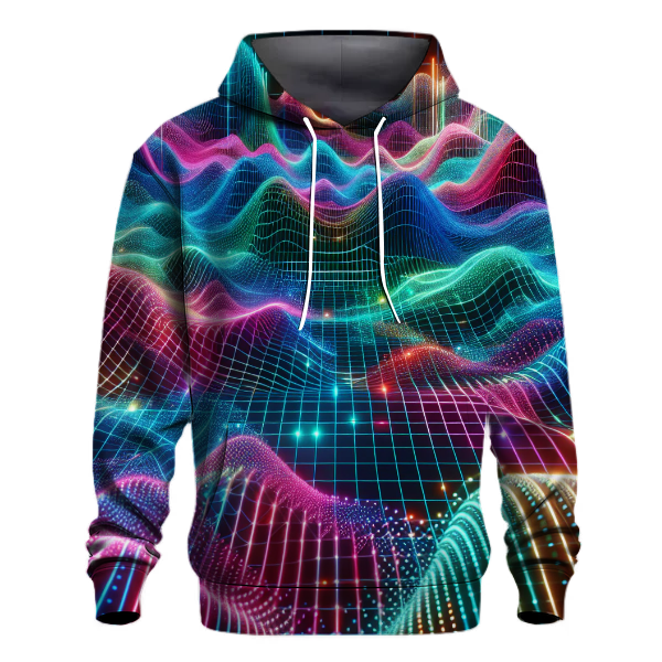 Neon Grid Waves Hoodie