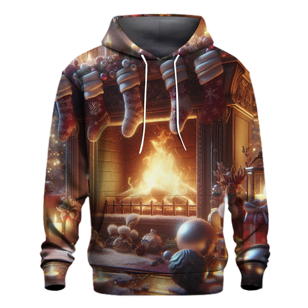 Cozy Christmas Fireplace Scene Hoodie