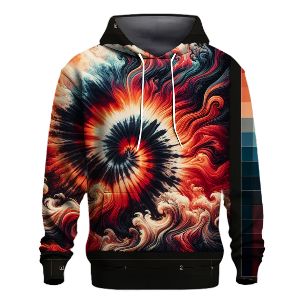 Fiery Waves Tie-Dye Design Hoodie