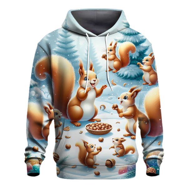 Winter Squirrel Festive Frolic Hoodie