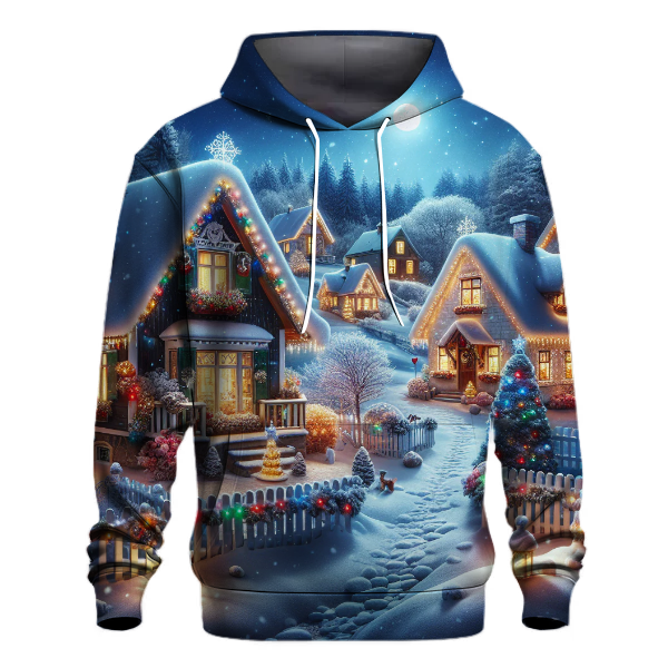 Snowy Village Night Hoodie