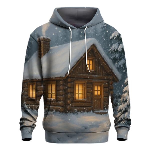 Cozy Cabin with Snowy Forest Hoodie