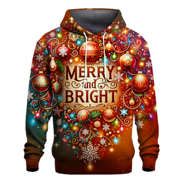 Merry and Bright Typography Hoodie