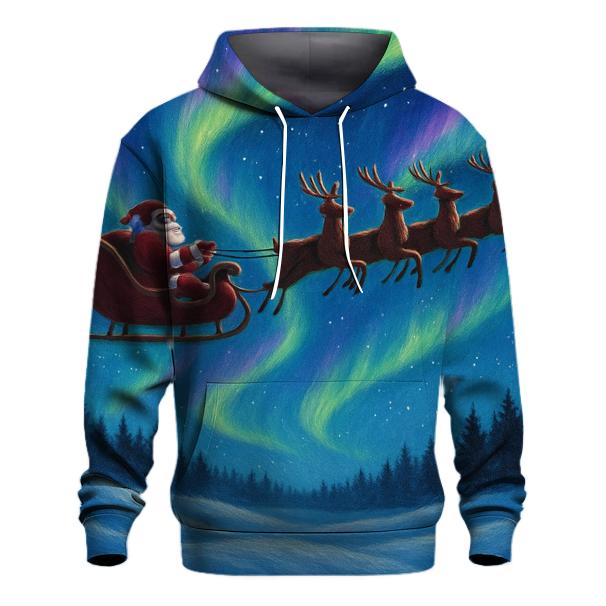 Northern Lights Santa Scene Hoodie
