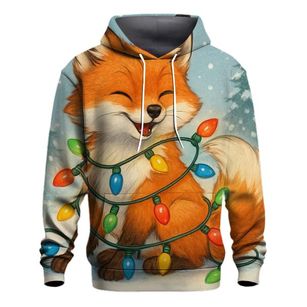 Festive Fox with Christmas Lights Hoodie