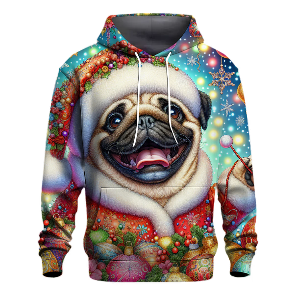 Joyful Christmas Pug Design Hoodie
