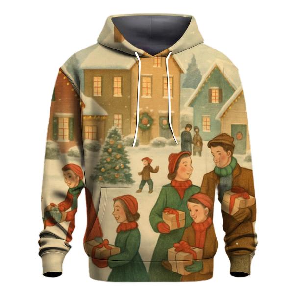 Retro Christmas Village Hoodie