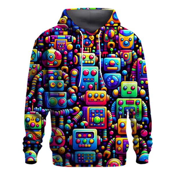 Neon Retro Robots Hoodie