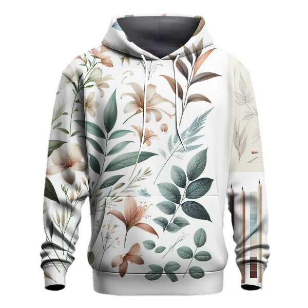 Elegant Botanical Print Hoodie