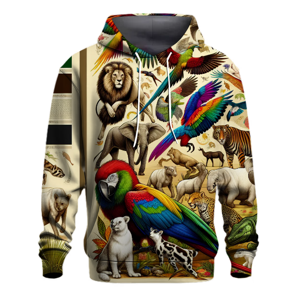 Colorful Wildlife Illustrations Hoodie