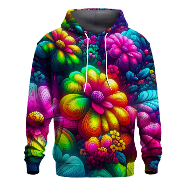 Funky Neon Floral Pattern Hoodie