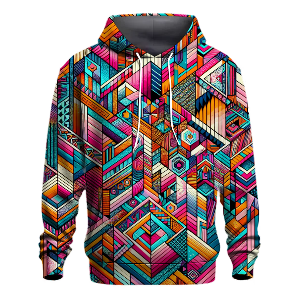 Vibrant 80s Geometric Burst Hoodie