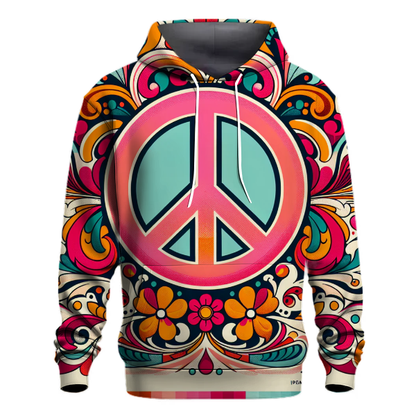 Classic Peace Sign Floral Hoodie