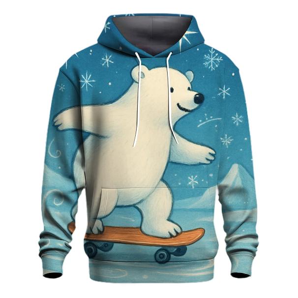 North Pole Polar Bear Skateboarding Adventure Hoodie