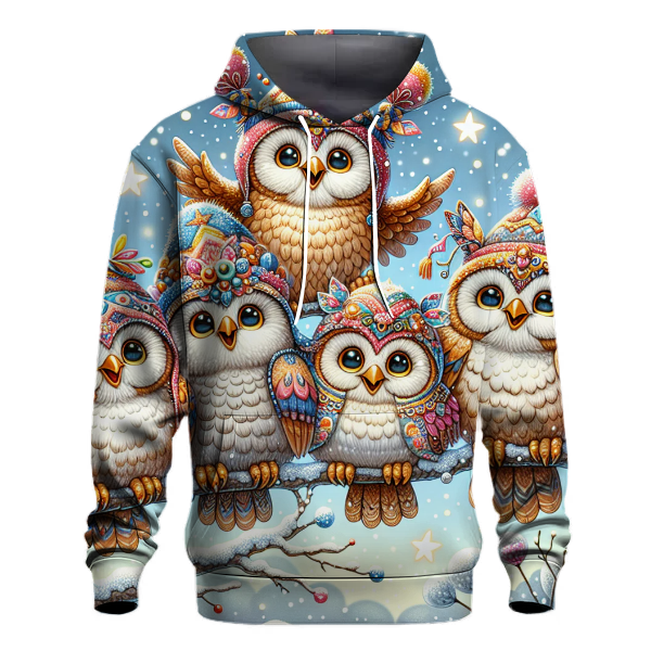 Joyful Winter Owls Hoodie