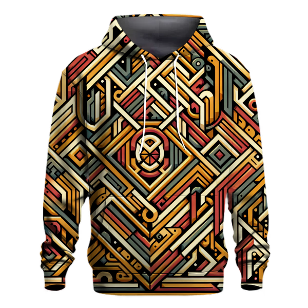 Retro Geometric Maze Hoodie