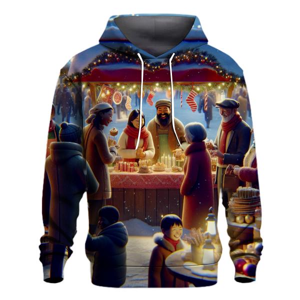 Cheerful Christmas Market Scene Hoodie