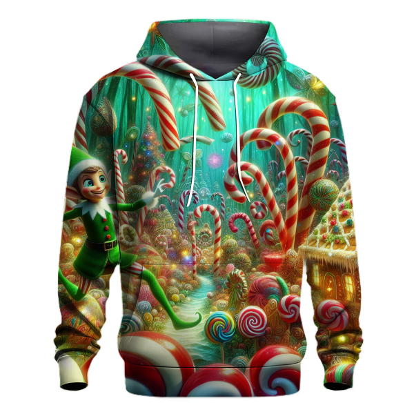 Elf in a Candy Cane Forest Hoodie
