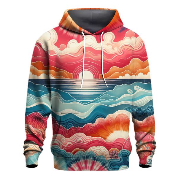 Coral Reef Sunset Tie-Dye Hoodie