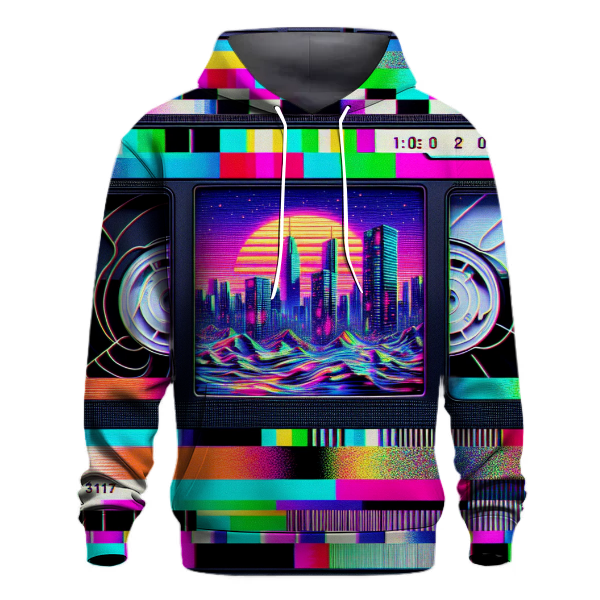 VHS Glitch Aesthetic Hoodie
