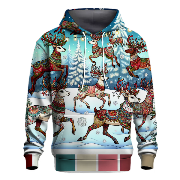 Reindeer with Colorful Scarves Hoodie
