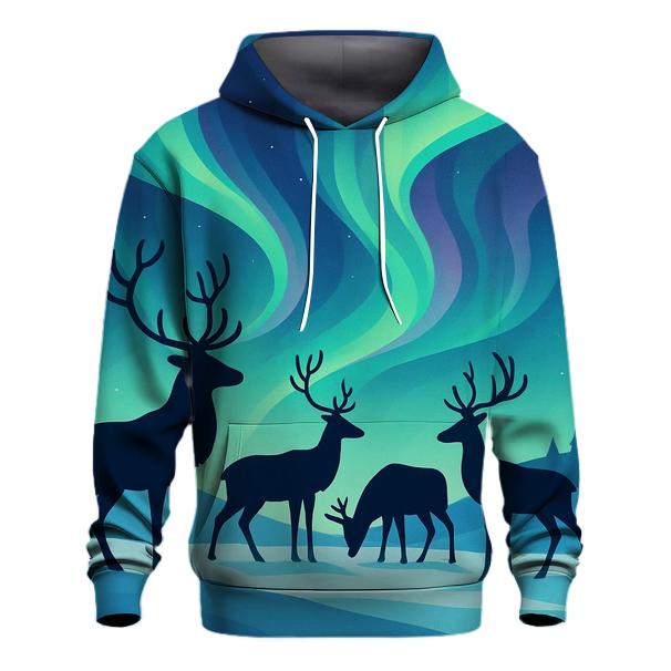 Northern Lights Reindeer Silhouette Hoodie