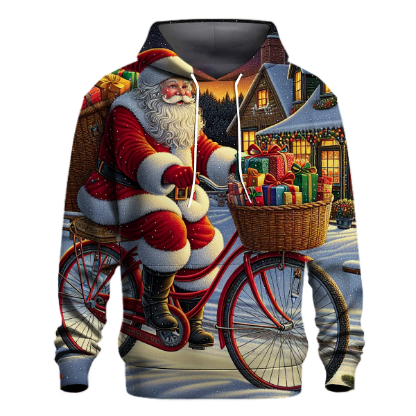 Vintage Santa on a Retro Bike Hoodie