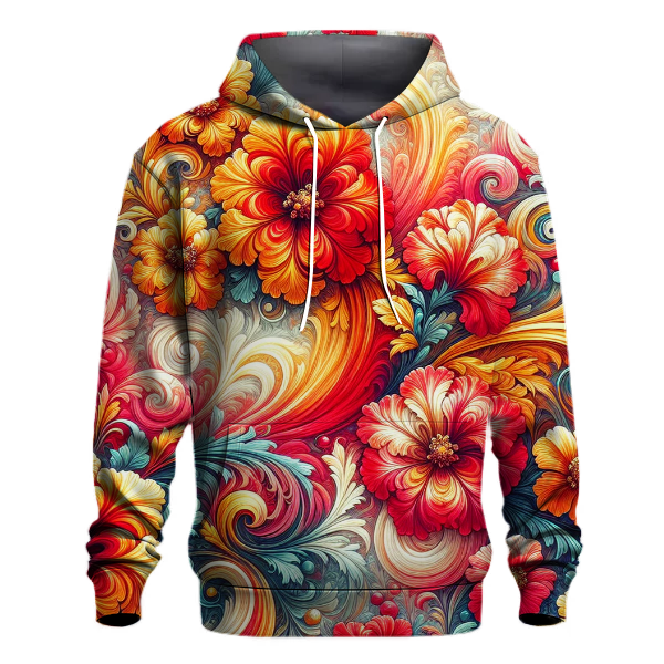 Fiery Floral Tie-Dye Hoodie