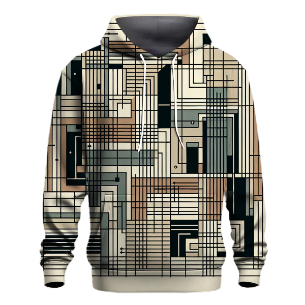 Retro Geometric Grid Hoodie