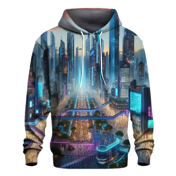 Futuristic Cityscape Escapade Hoodie