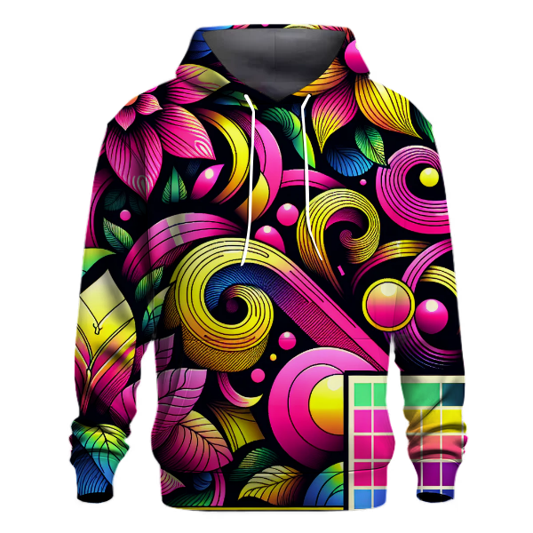 Retro Neon Floral Hoodie